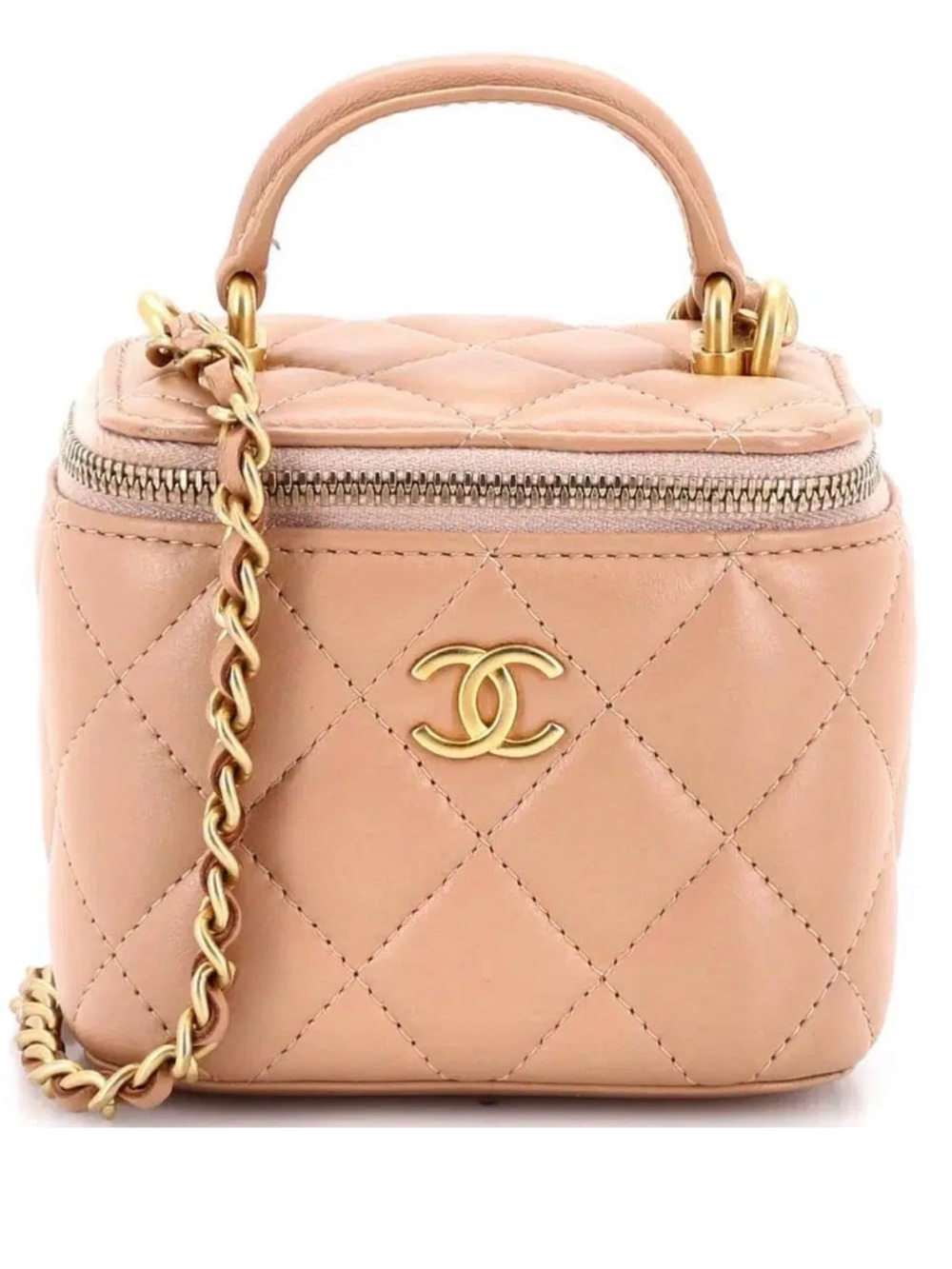 CHANEL 2023 Quilted Mini Vanity Bag - Nude Pink with Gold Hardware